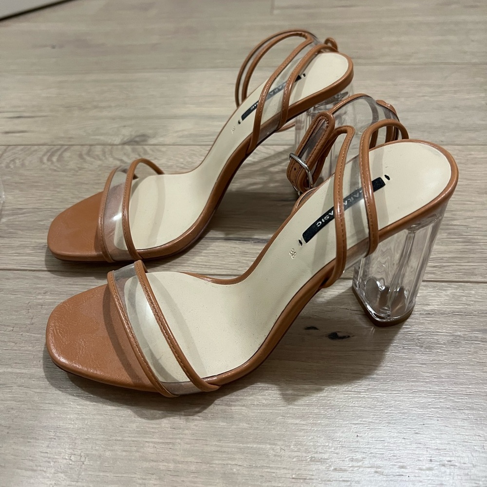 Zara Lucite Heeled Sandals EUR 38